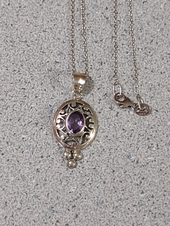 Sterling+Stone Jewelry - Amethyst Sterling Necklace